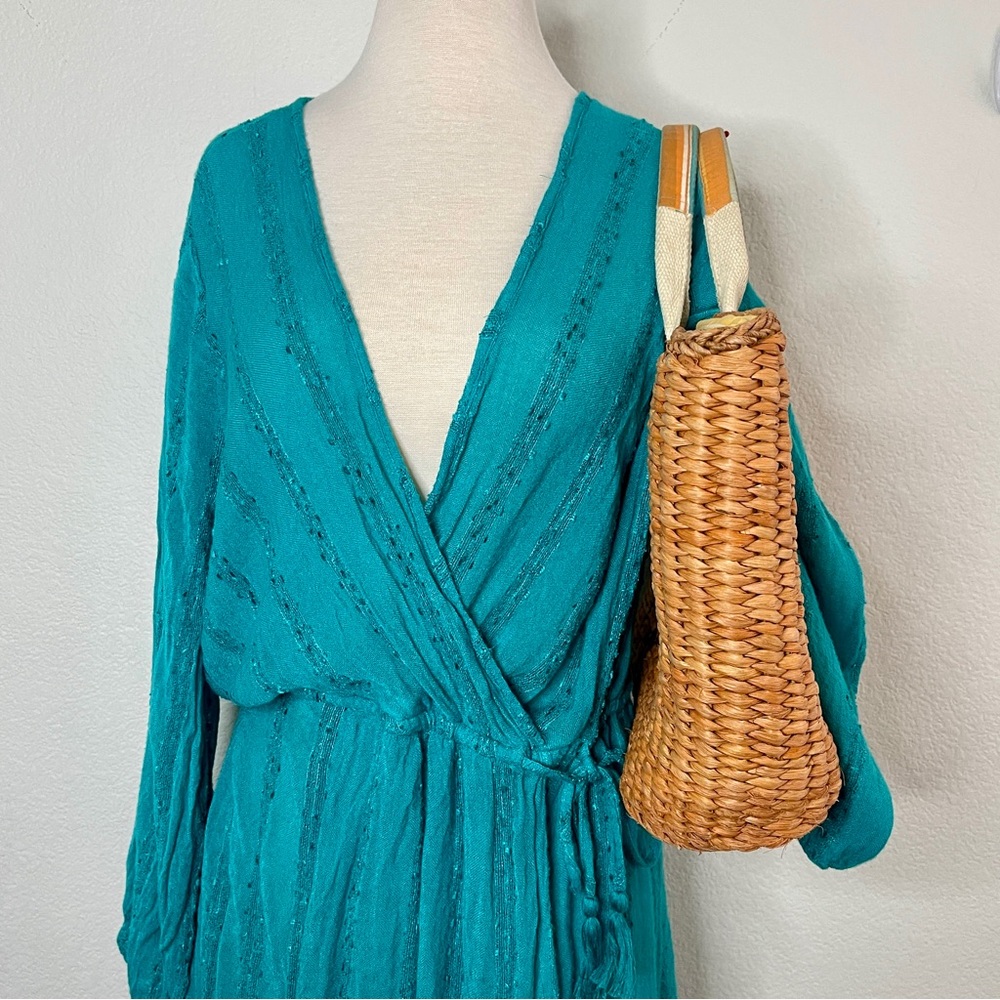Billabong Beach Bag Straw with fabric drawstring lining